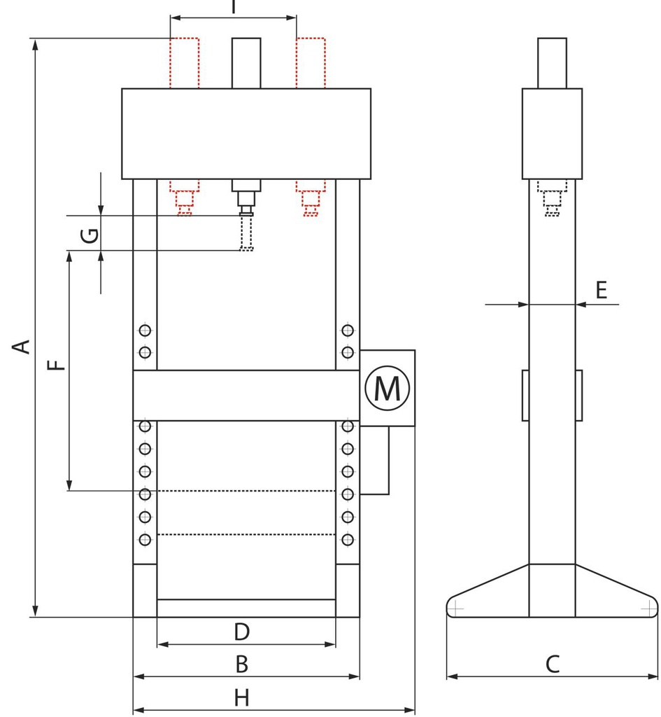 Presse hydraulique avec commande hydropneumatique 20 tonnes OPTIMUM PPH20B - 757170220