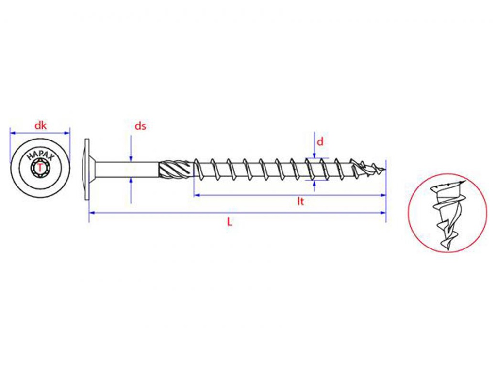 Vis à bois univ HAPAX TF-T10 Ø3,0x16 Zn - Boîte à fenêtre 200pcs