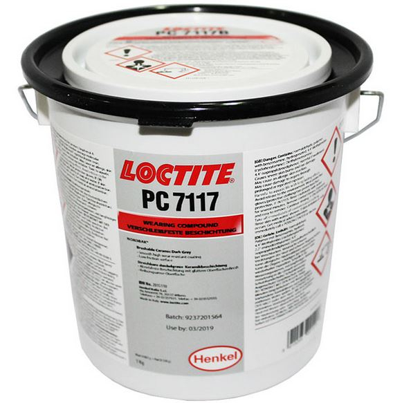 Revêtement de surface à base époxy bicomposant, chargé en céramique, pour pièces métalliques. Idéal pour la protection contre l'abrasion des particules fines ou l'érosion LOCTITE PC 7117 1Kg