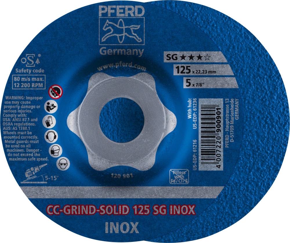Disque abrasif 125mm PFERD CC-GRIND-SOLID 125 SG INOX - 900901