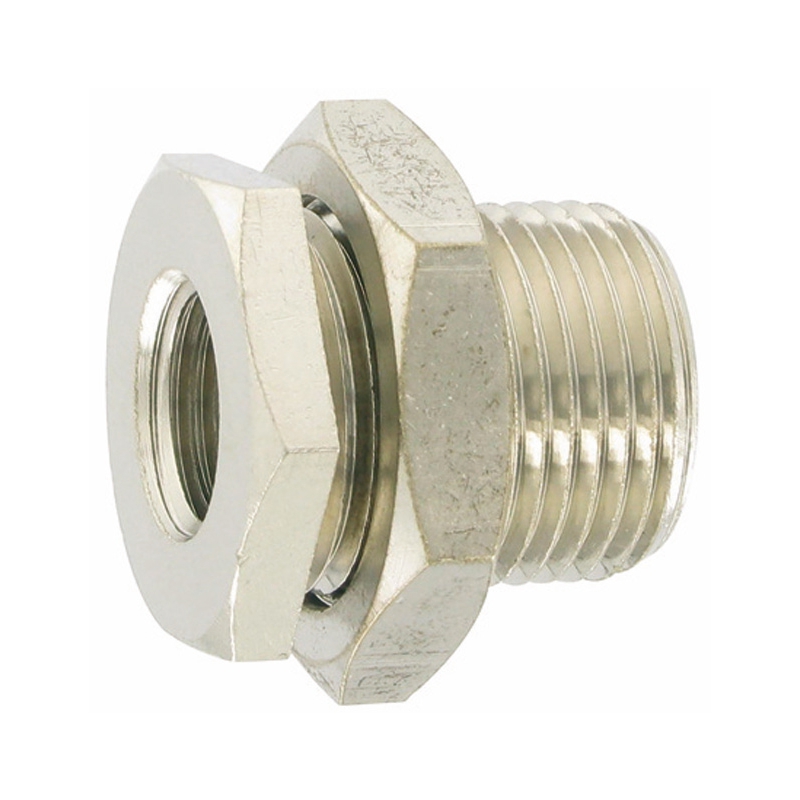 Raccords pour tubes - Traversée de cloison - Laiton nickelé - 1/4&quot; - 60 bar