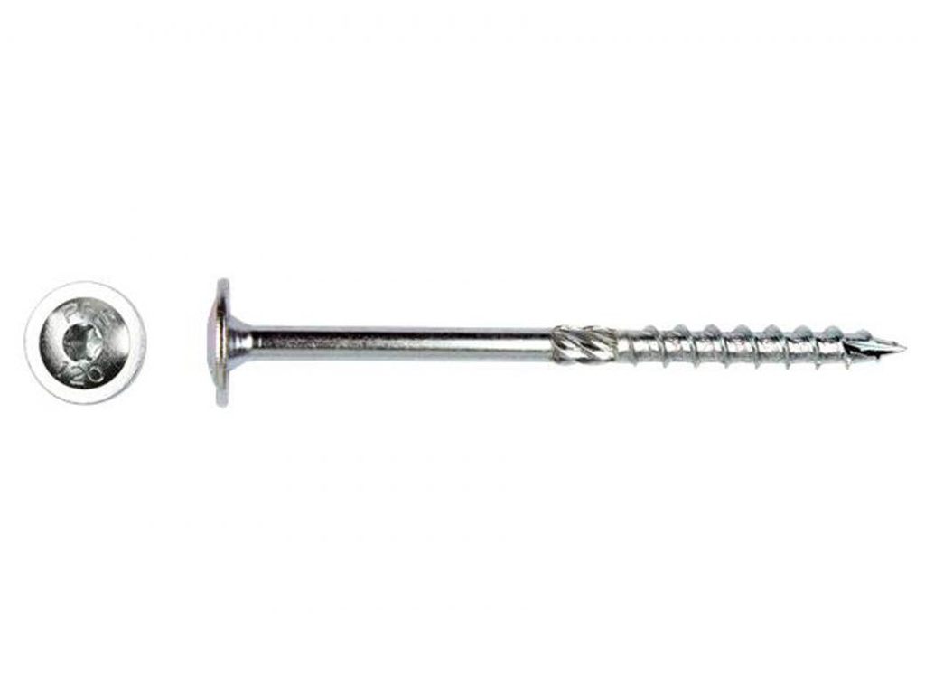Vis à bois tête disque HAPAX TD-T30 Ø6,0x100 Zn - Boîte à fenêtre 100pcs