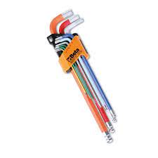 [BE96BPCLSC9] Jeu de 9 clés mâles 6 pans coudées à tête sphérique colorées BETA 96BP-CL/SC9