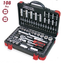 [DO500026] Coffret plastique avec cliquet 1/4&quot; et 1/2&quot; + 108 accessoires DOGHER 500-026