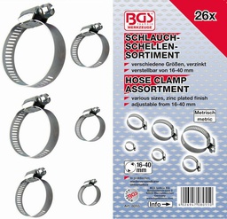 [BGS8055] Assortiment de 26 colliers de serrage INOX de 6-40mm BGS 8055