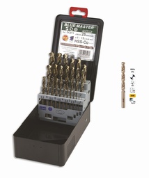 [BMDC811] Coffret de 25 forets HSS-E 8%CO DIN338 type BC58 de 1 à 13mm/0,5mm BLUE-MASTER DC811