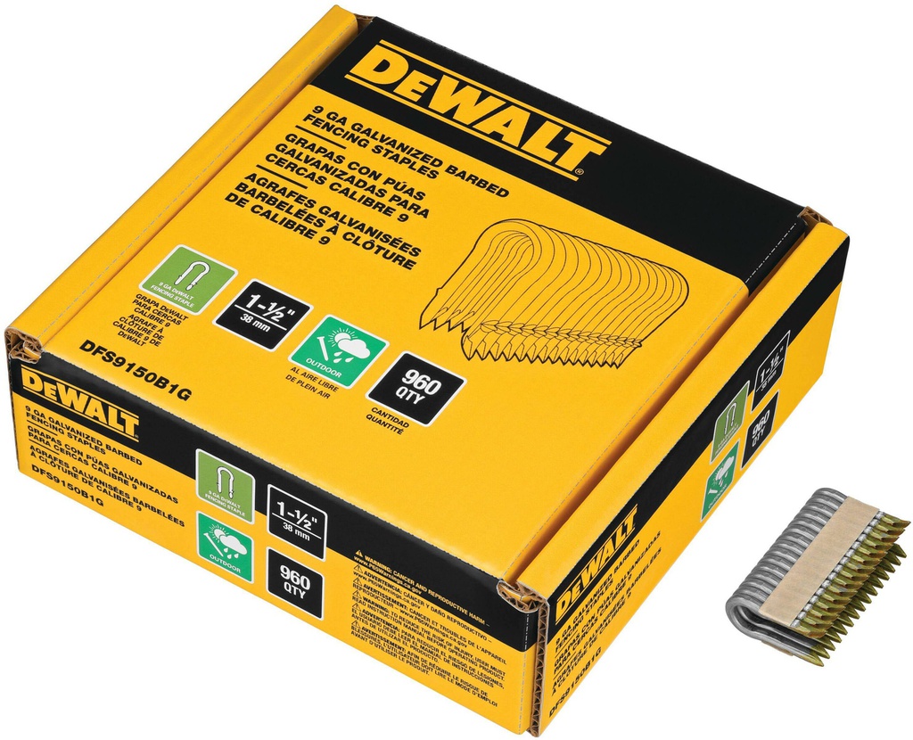Agrafes galvanisées 3.7-4.0mm-40mm DEWALT DFS9150B1G-QZ (960 pcs)