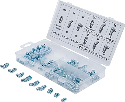 Assortiment de 110 graisseurs hydraulique BGS 8065 - M6 M8 M10