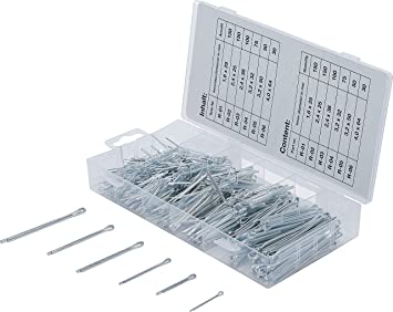 Assortiment de 555 goupilles fendue en acier zingué DIN94 BGS 8048