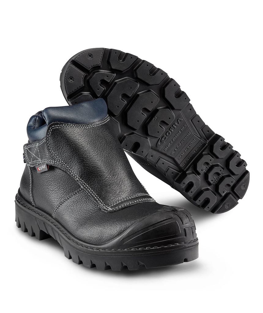 Chaussure haute sportive en cuir nubuck bleu hydrofuge COFRA Pressing S3 pointure 43