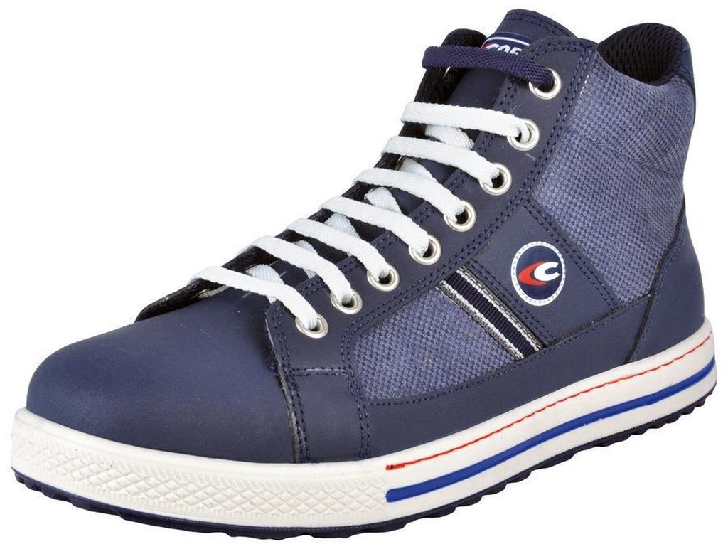 Chaussure haute sportive en cuir nubuck bleu hydrofuge COFRA Pressing S3 pointure 43