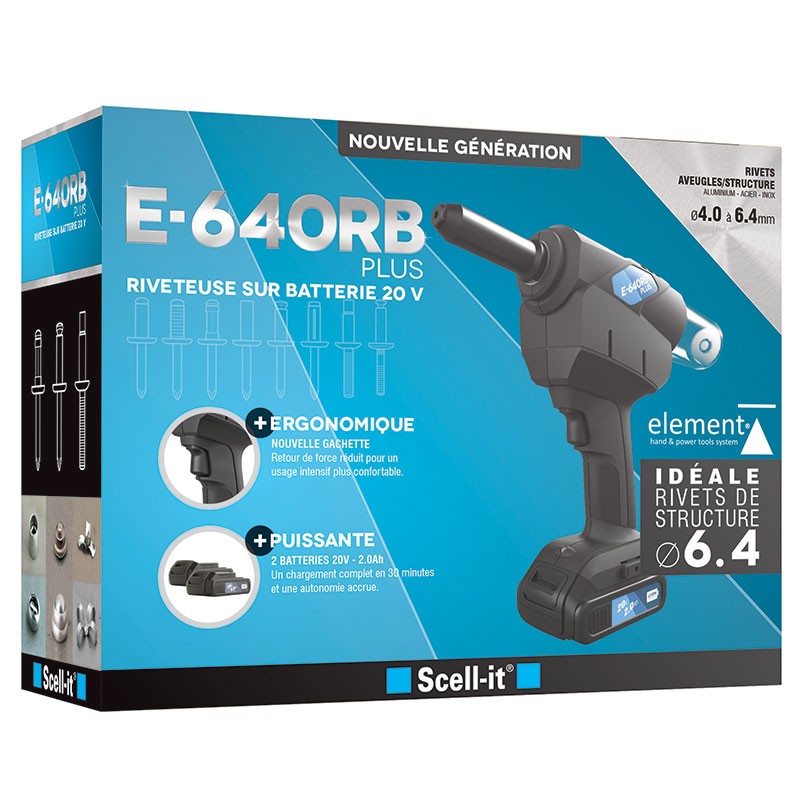 Riveteuse sur batterie pour rivet aveugle Ø4,0 à 6,4mm SCELL-IT E-640RBPLUS