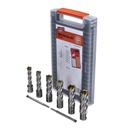 Set de fraises HSS WELDON 3/4 Ø 12, 14, 16, 18, 20 et 22 mm (profondeur de coupe 50 mm) et 2 éjecteurs (100 mm) dans un coffret plastique FEIN 63134999063