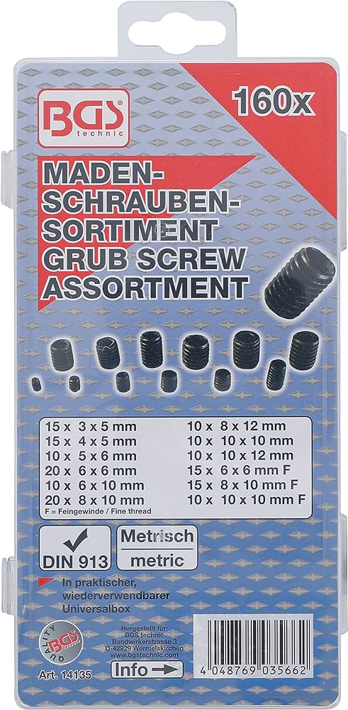 Assortiment de 160 Vis allen sans tête BGS 14135
