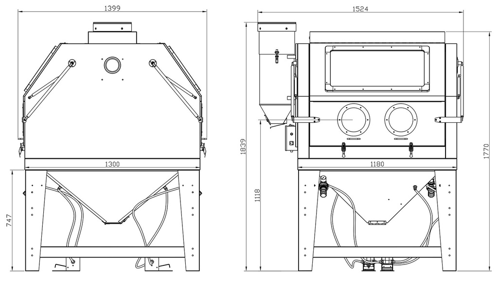 Cabine de sablage de 1200litres avec aspirateur MW TOOLS CAT1200 - 754751579