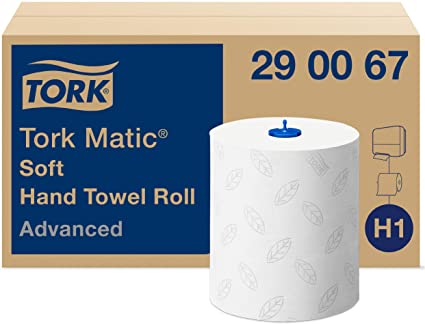 Tork Matic® essuie-main rouleau doux Advanced blanc 2plis 21cm x 150m H1 Ecolabel EU - FSC - Label sécurité alimentaire -Pack de 6 rouleaux