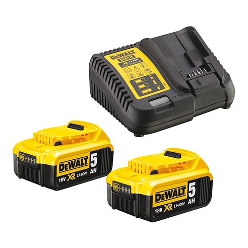 Set de 2 batteries18V XR Li-Ion 5,0Ah DEWALT DCB115P2QW + chargeur XR