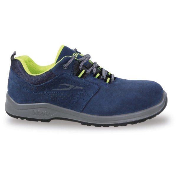 Chaussure basse en daim perforée bleue , avec empiècements en mesh hautement respirant -S1P SRC BETA 7225PEK/44