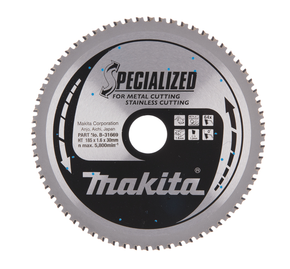 Lame de scie circulaire SPECIALIZED METAL 185x30x1,6mm 64T MAKITA B31669
