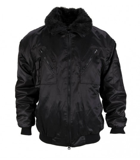 Veste de pilote en nylon Beaver imperméable avec col fourré détachable et doublure intérieure détachable ABSA CHINOOK Noir taille XL