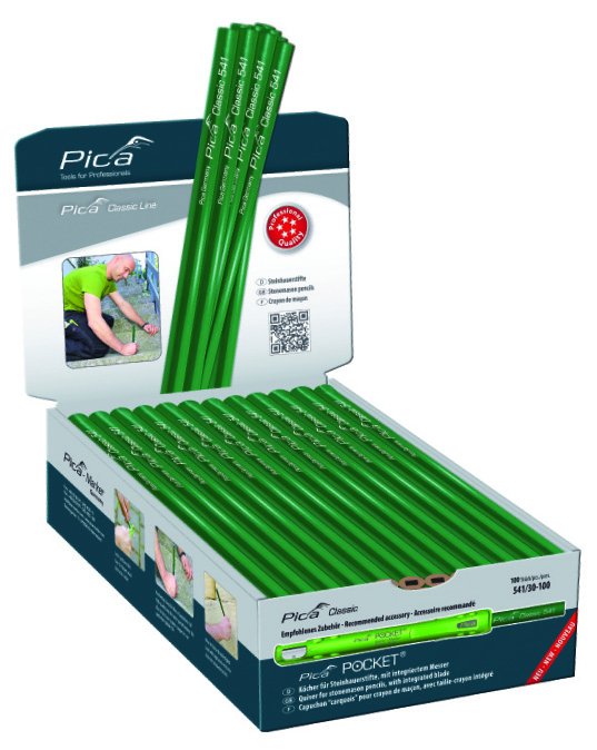 Stone-mason pencil, 30cm, display-box of 100 pcs
