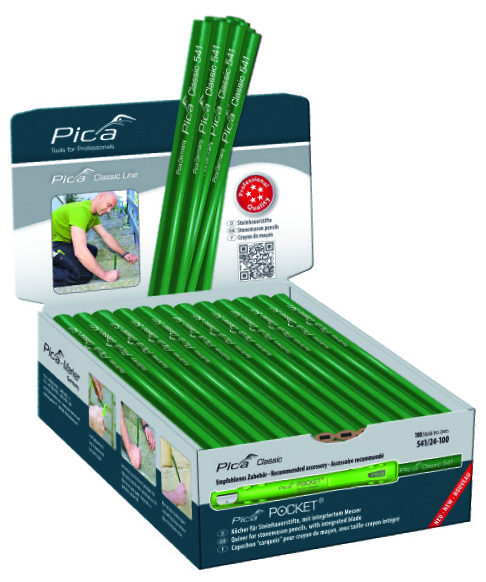 Stone-mason pencil, 24cm, display-box of 100 pcs