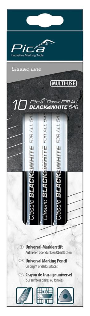 FOR ALL Universal pencil Black&amp;White, 23cm 10pc