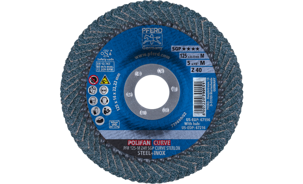 Disque à lamelles 125mm PFERD PFR 125-L Z40 SGP CURVE STEELOX - 790175