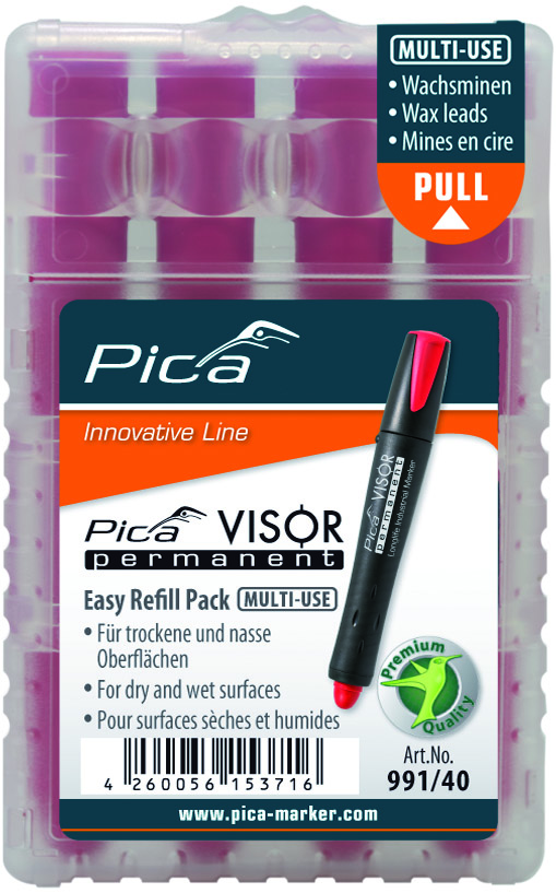 VISOR permanent refills, red, 5 pc/box