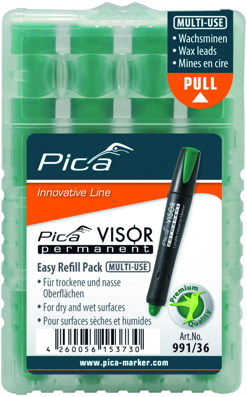 VISOR permanent refills, green 5 pc/box