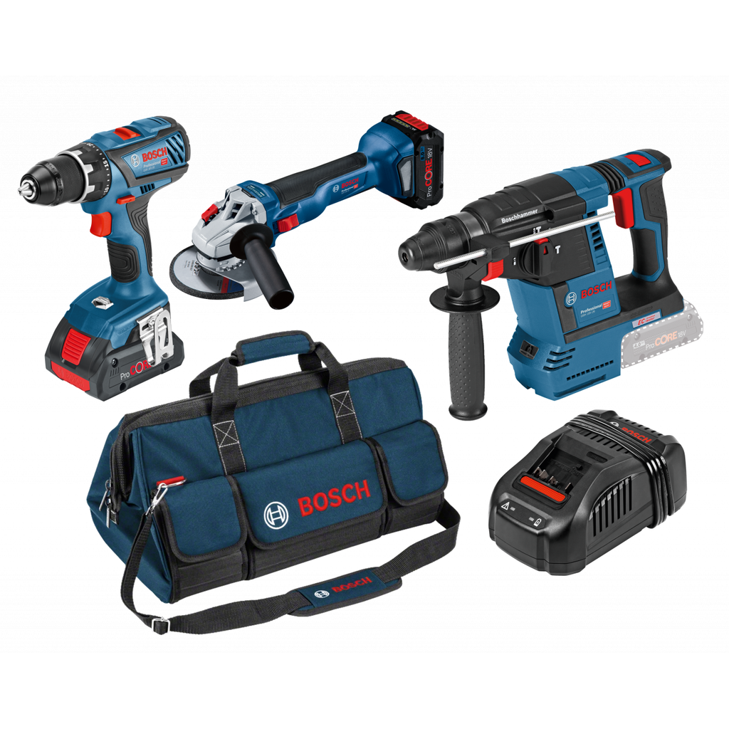 Kit de 3 outils BOSCH GSB 18V-28 + GWS 18V-10 + GBH 18V-26
