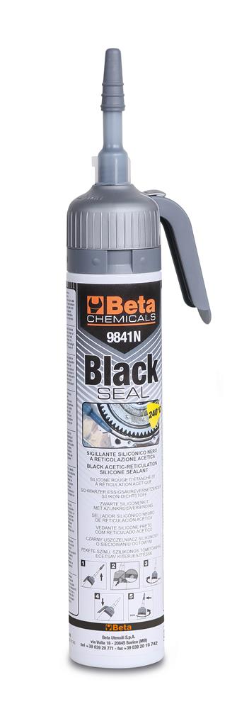 Mastic silicone noir , résistant aux hautes températures, avec distributeur pratique - Résiste à des températures jusqu'à 240° BETA 9841N 200ml