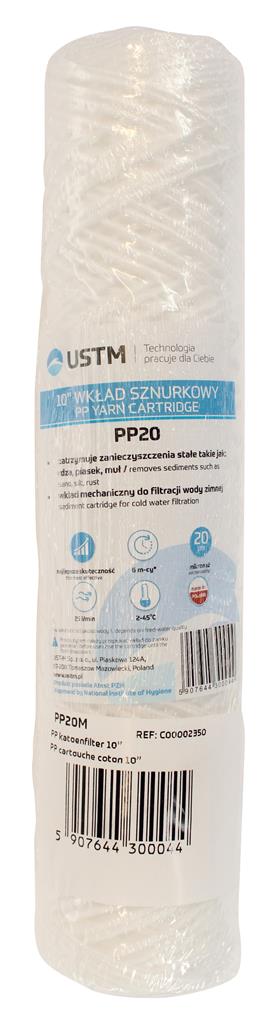 Cartouche filtrante en fil coton H10&quot; 20 microns USTM PP20