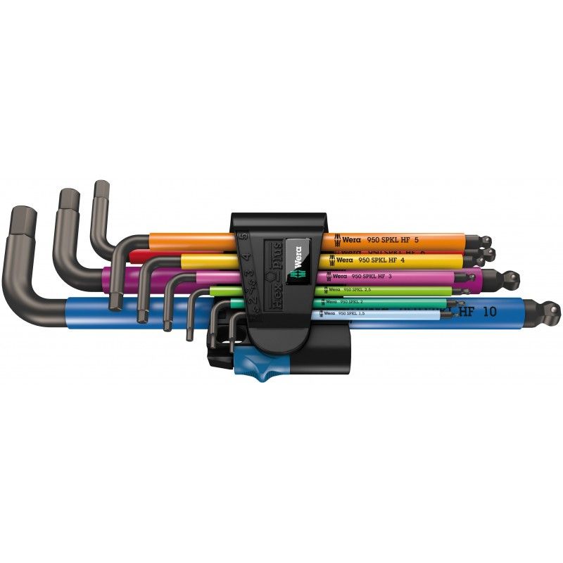 Jeu de 9 clés mâles 6 pans coudées à tête sphérique Multicolour HF1  WERA 950/9