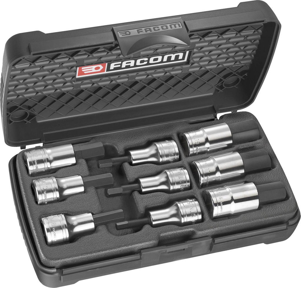 Coffret 9 douilles 6 pans mâle 1/2'' 5-19MM FACOM STMJ9APB