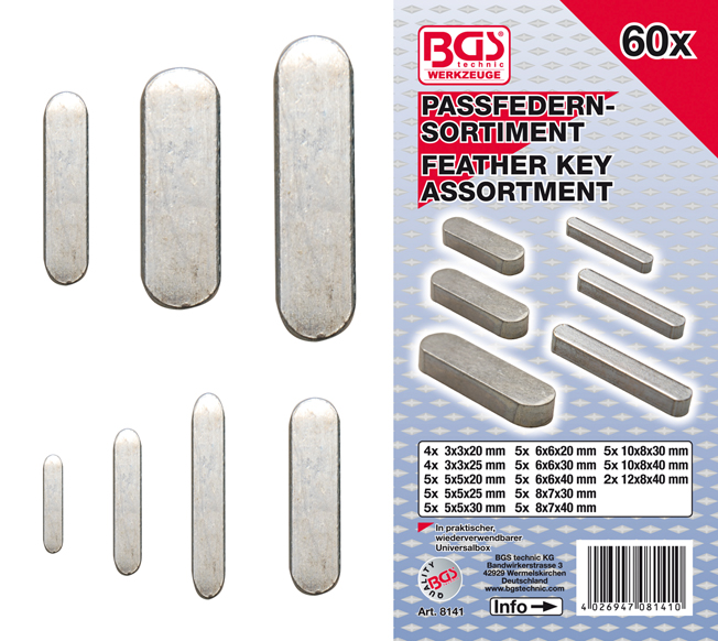 Assortiment de 60 clavettes BGS 8141