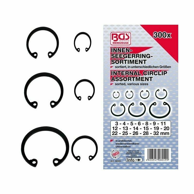 Assortiment de 300 circlips intérieur DIN472 BGS 8049 - 3-&gt;32mm