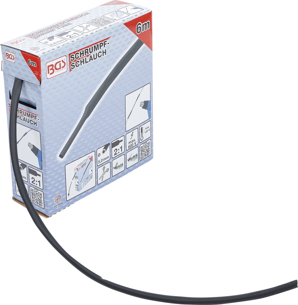 Gaine thermo-rétractable noire Ø 5mm 6M BGS 6848