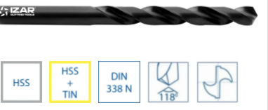 Fôrets HSS DIN338 diamètre 3,3mm IZAR 1010 - 10085