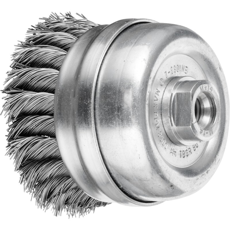Brosse boisseau avec bague d’appui à filetage M14x2 fil acier torsadées PFERD POS POS TBGR 80/M14 ST 0,50 - 153482