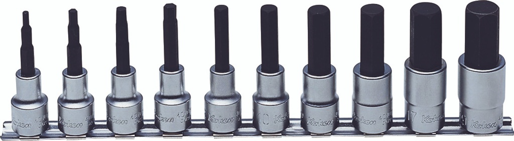 Jeu de 10 douilles pour vis 6 pans creux 1/2&quot; KOKEN RS4010M/10-L75