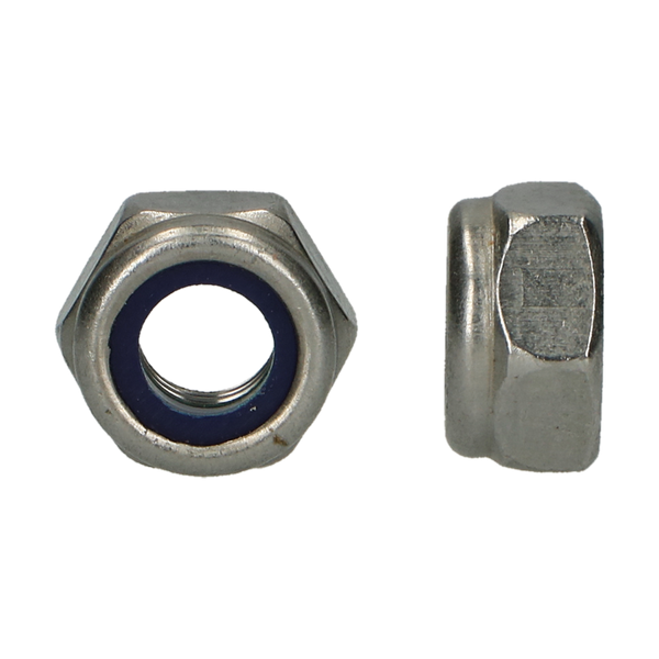 Ecrou hexagonal auto serrant avec anneau nylon DIN985 M6 - INOX A2 (200pcs)