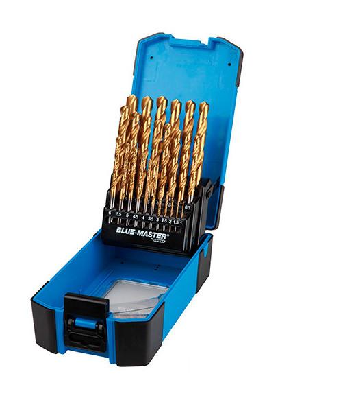 Coffret de 25 forets HSS-E 5%CO DIN338 type BTX de 1 à 13mm/0,5mm BLUE-MASTER PTX011