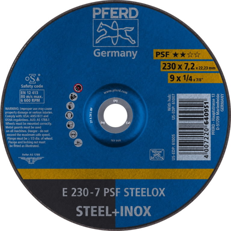 Disque à ébarber PFERD E 230x7 PSF STEELOX - 640951