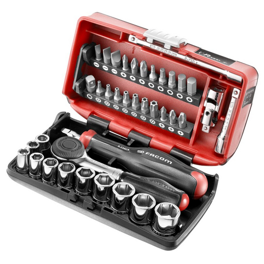 Coffret d'embouts 1/4'' NANO 360 et cliquet à manche rotatif FACOM R.360NANOPB