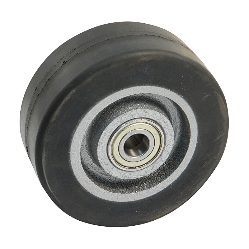 Roue seule diamètre 160mm jante fonte bandage en caoutchouc