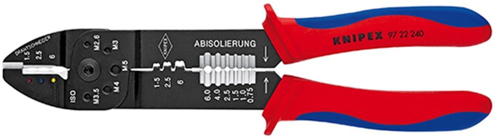Pince à sertir universelle pour cosses et connecteurs isolés ainsi que connecteurs ouverts non isolés 240mm KNIPEX 9722240