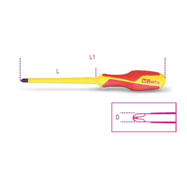 Tournevis 1000V pour vis Phillips BETA 1272MQ PH2x6x100