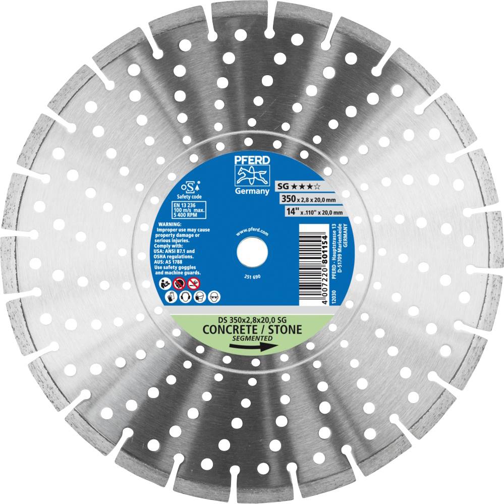 Disque à tronçonner diamant 350mm PFERD DS 350 x 2,8 x 20,0 SG - 68000047