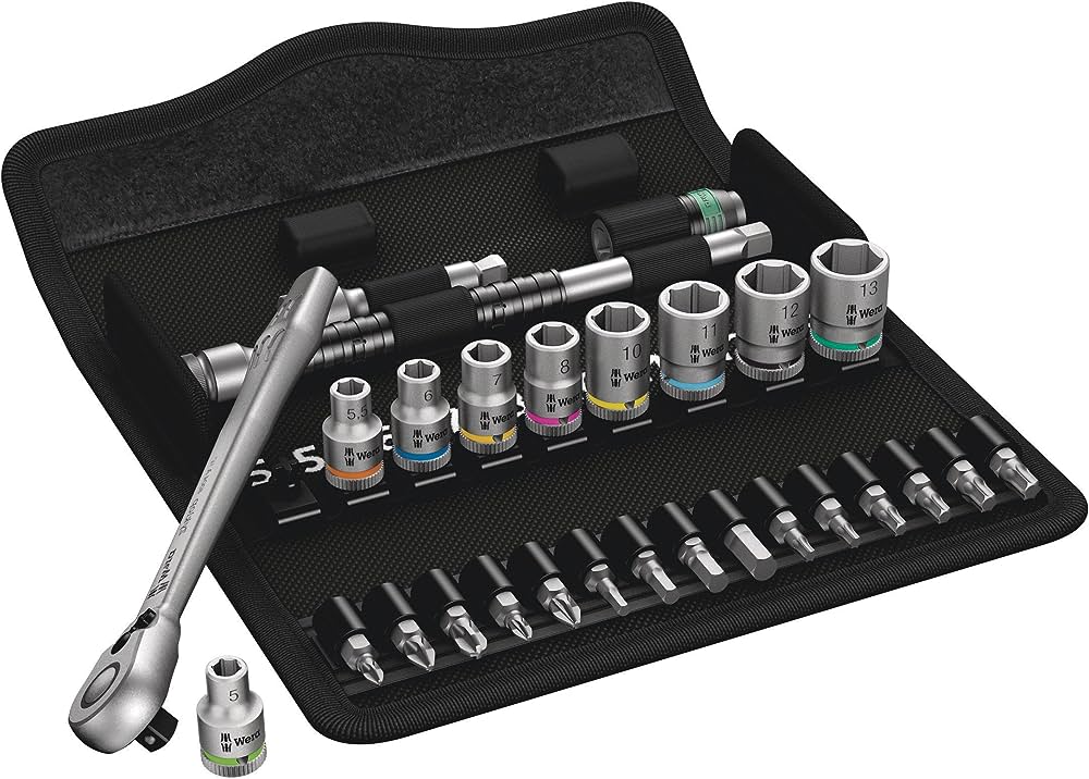 Jeu cliquet Zyklop Metal avec levier d'inversion, à carré 1/4&quot;, métrique, 28 pièces WERA 8100 SA 8 - WER05004018001